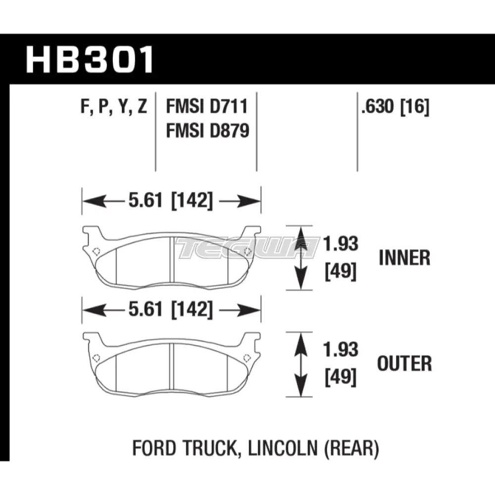 HAWK Performance HPS High Performance Street Brake Pads Rear - HB301F.630