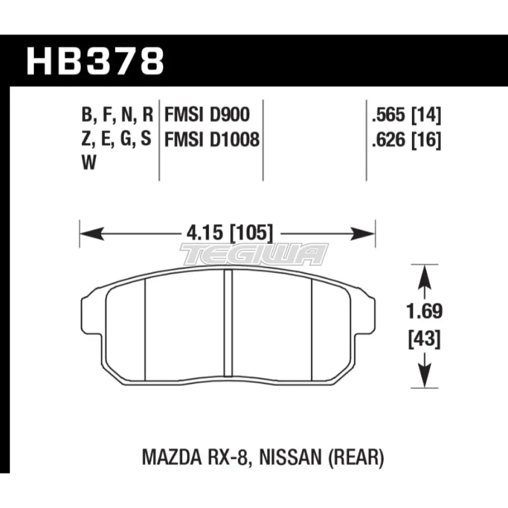 HAWK Performance HPS High Performance Street Brake Pads Rear - HB378F.626