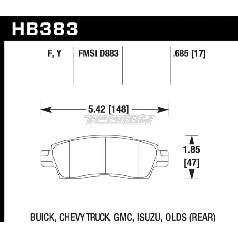 HAWK Performance HPS High Performance Street Brake Pads Rear - HB383F.685