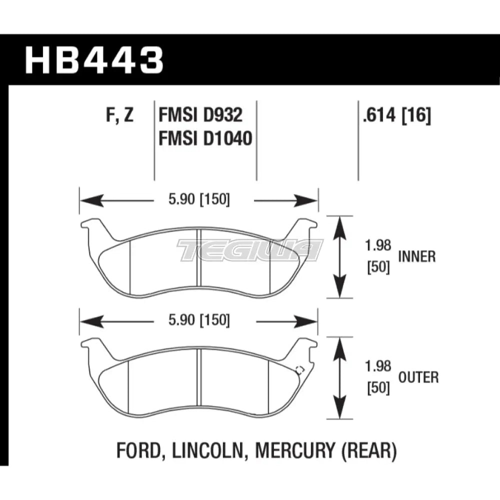 HAWK Performance HPS High Performance Street Brake Pads Rear - HB443F.614
