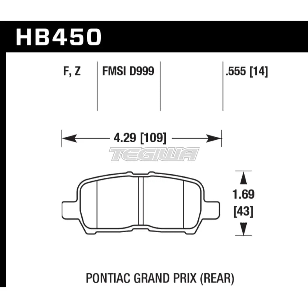 HAWK Performance HPS High Performance Street Brake Pads Rear - HB450F.555