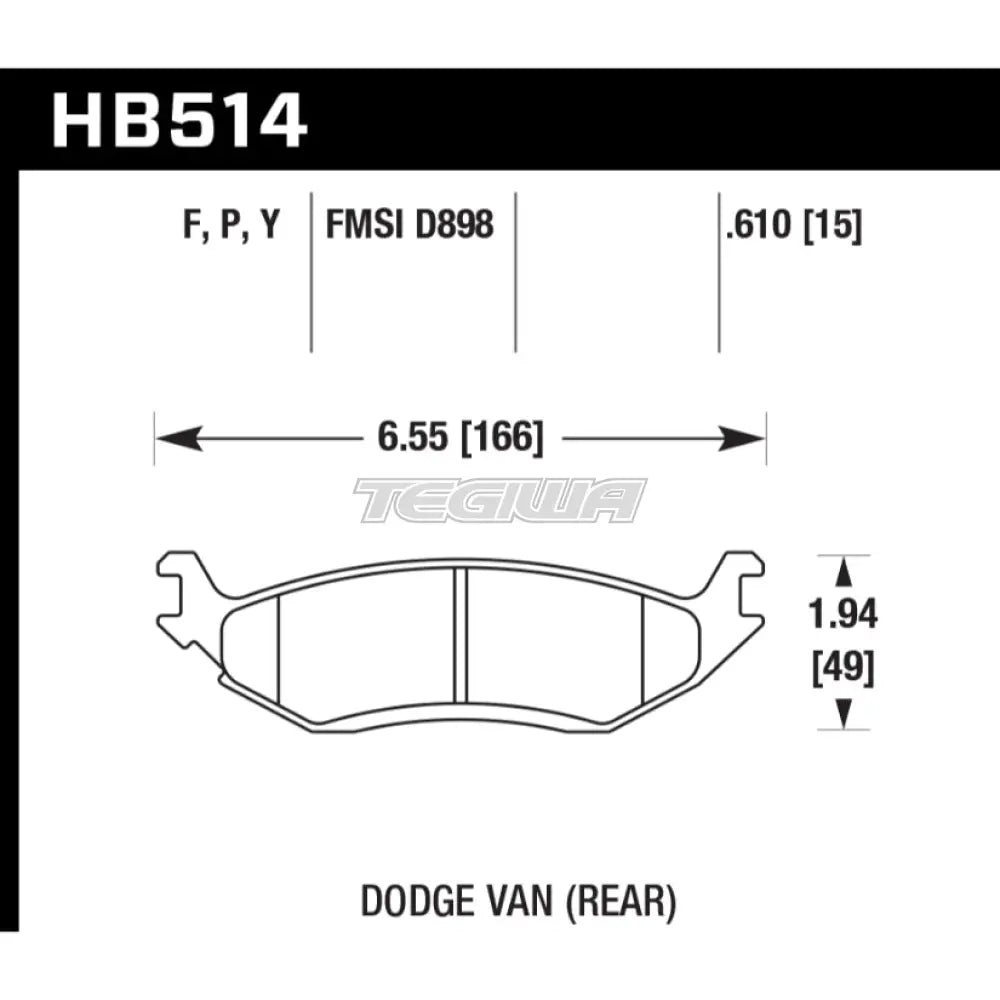 HAWK Performance HPS High Performance Street Brake Pads Rear - HB514F.610