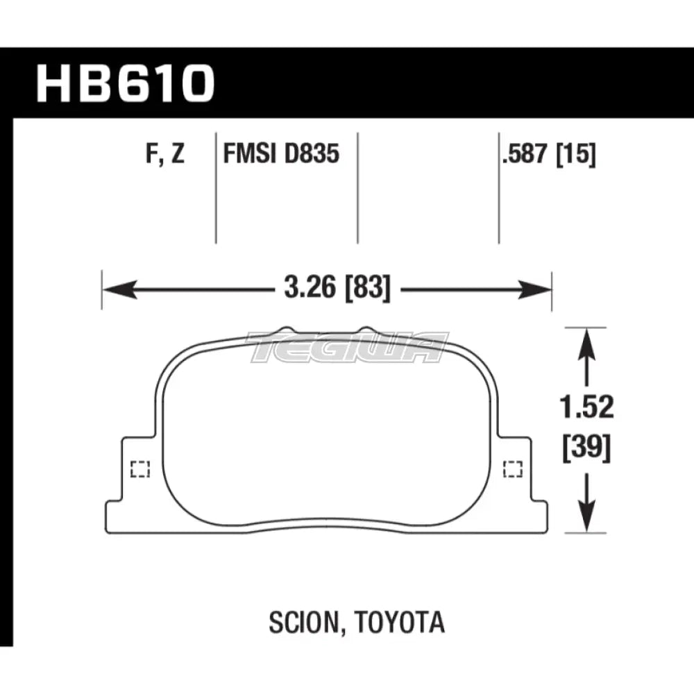 HAWK Performance HPS High Performance Street Brake Pads Rear - HB610F.587