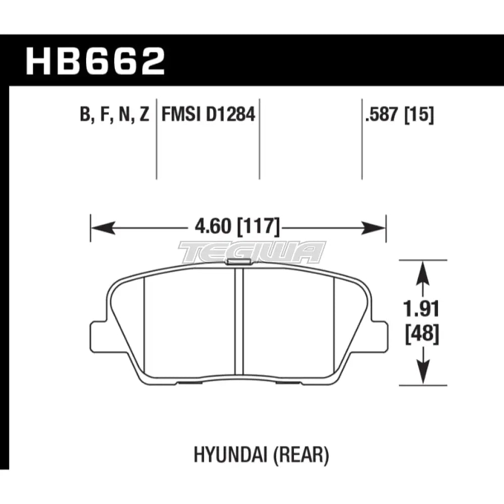HAWK Performance HPS High Performance Street Brake Pads Rear - HB662F.587
