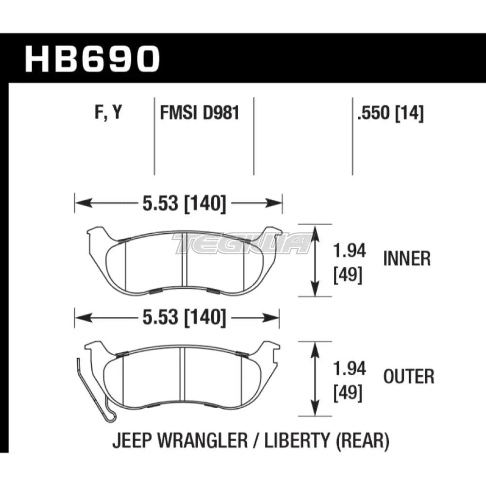 HAWK Performance HPS High Performance Street Brake Pads Rear - HB690F.550