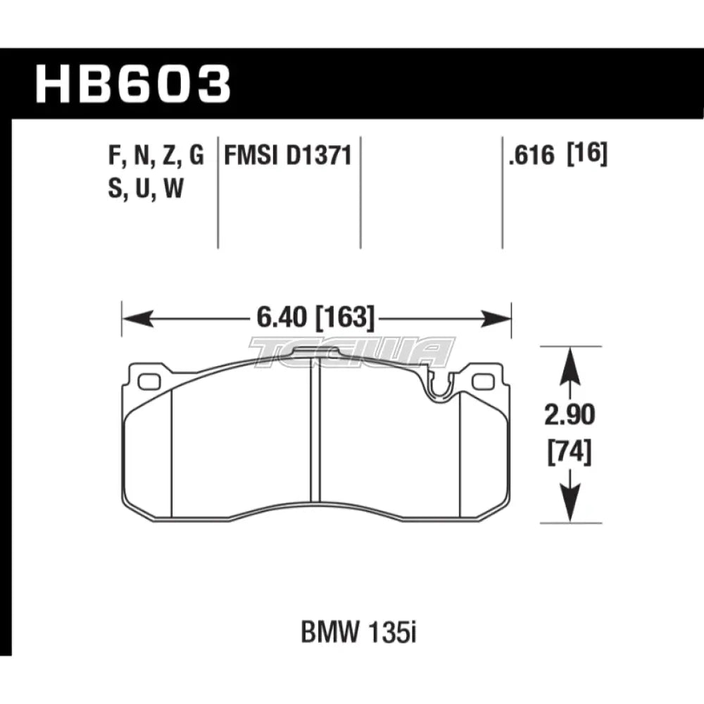 HAWK Performance HT-10 Motorsports Brake Pads Front - HB603S.616