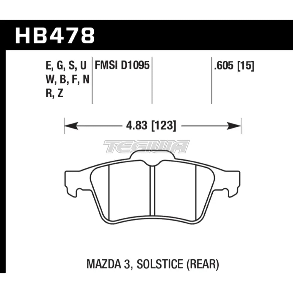 HAWK Performance HT-10 Motorsports Brake Pads Rear - HB478S.605