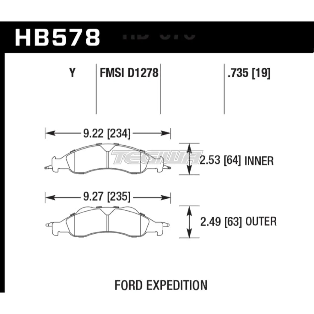 HAWK Performance LTS Light Truck and SUV Brake Pads Front - HB578Y.735