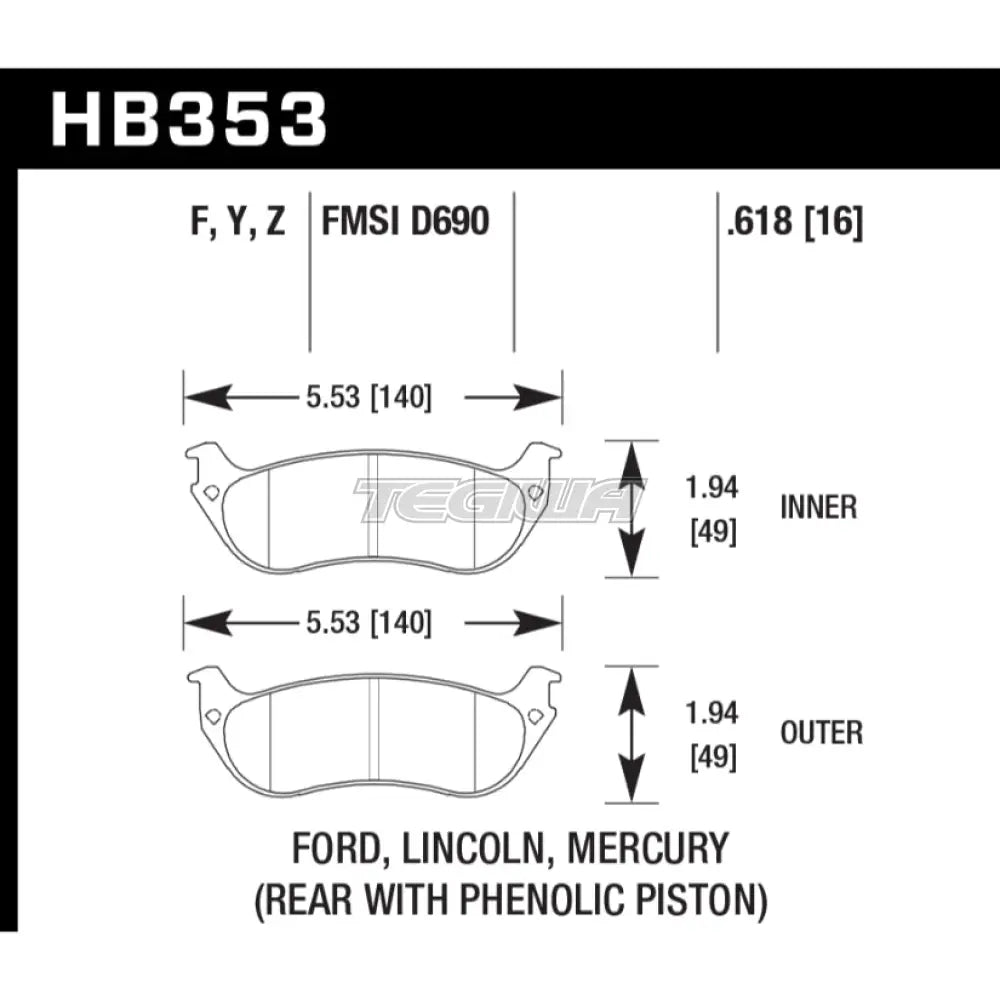 HAWK Performance LTS Light Truck and SUV Brake Pads Rear - HB353Y.618