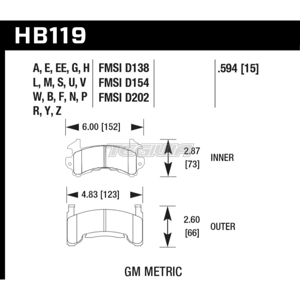 HAWK Performance PC Performance Ceramic Street Brake Pads Front - HB119Z.594