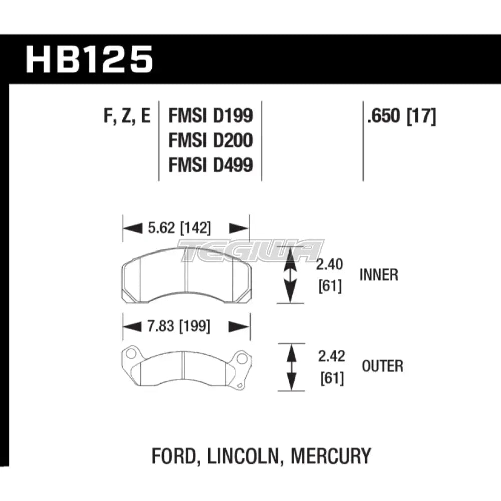 HAWK Performance PC Performance Ceramic Street Brake Pads Front - HB125Z.650