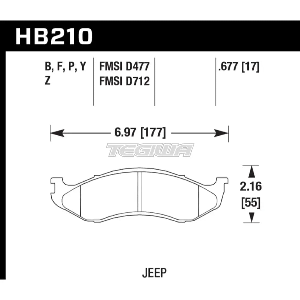 HAWK Performance PC Performance Ceramic Street Brake Pads Front - HB210Z.677