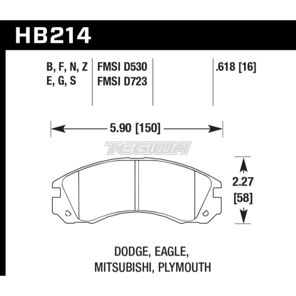 HAWK Performance PC Performance Ceramic Street Brake Pads Front - HB214Z.618