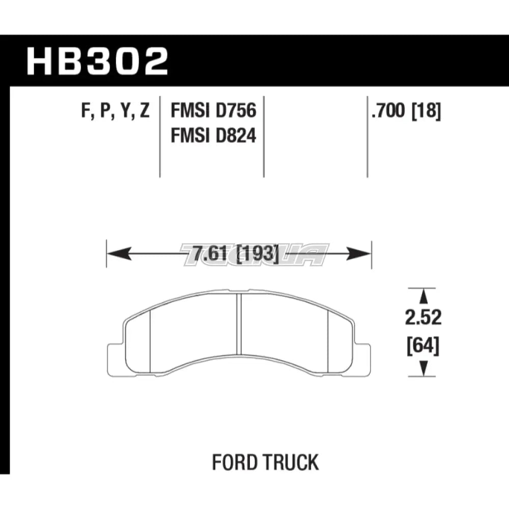 HAWK Performance PC Performance Ceramic Street Brake Pads Front - HB302Z.700