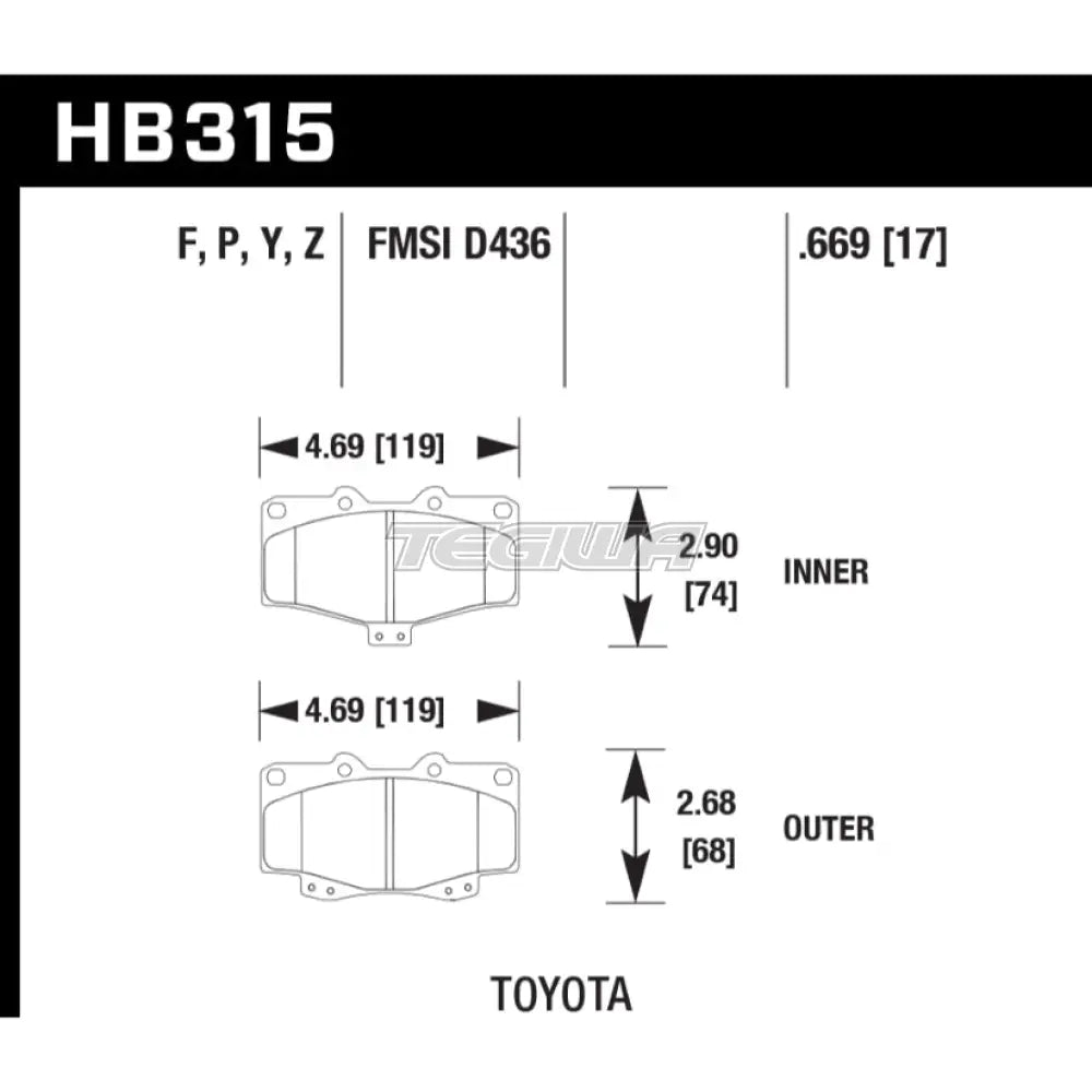 HAWK Performance PC Performance Ceramic Street Brake Pads Front - HB315Z.669