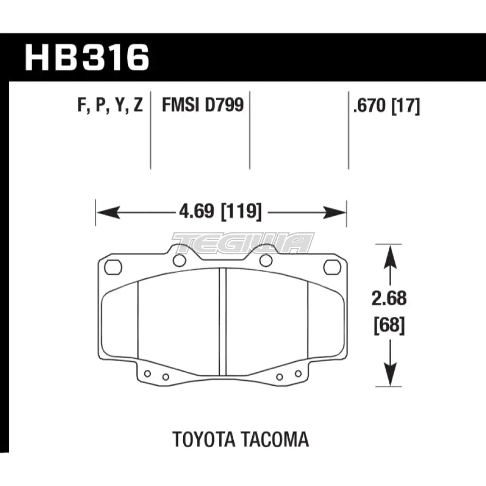 HAWK Performance PC Performance Ceramic Street Brake Pads Front - HB316Z.670