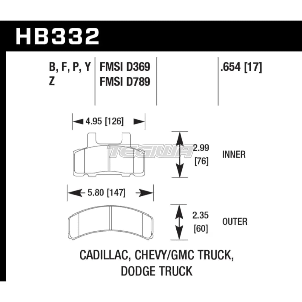 HAWK Performance PC Performance Ceramic Street Brake Pads Front - HB332Z.654