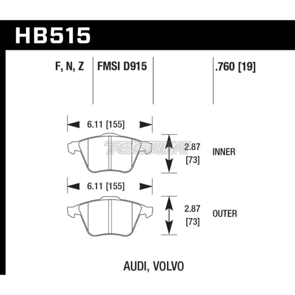 HAWK Performance PC Performance Ceramic Street Brake Pads Front - HB515Z.760