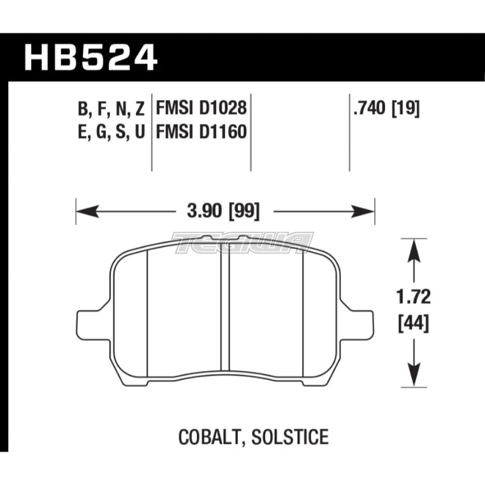 HAWK Performance PC Performance Ceramic Street Brake Pads Front - HB524Z.740
