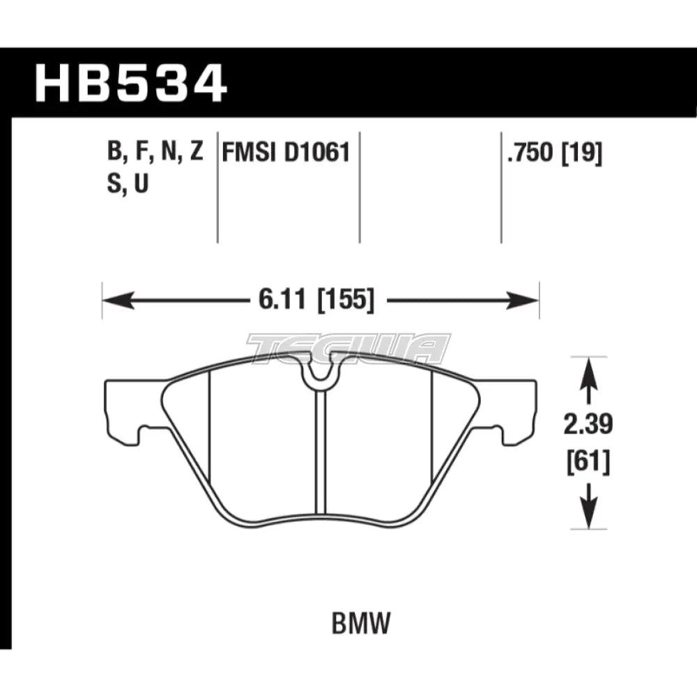 HAWK Performance PC Performance Ceramic Street Brake Pads Front - HB534Z.750