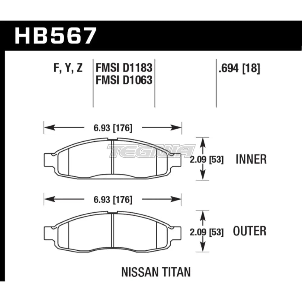 HAWK Performance PC Performance Ceramic Street Brake Pads Front - HB567Z.694