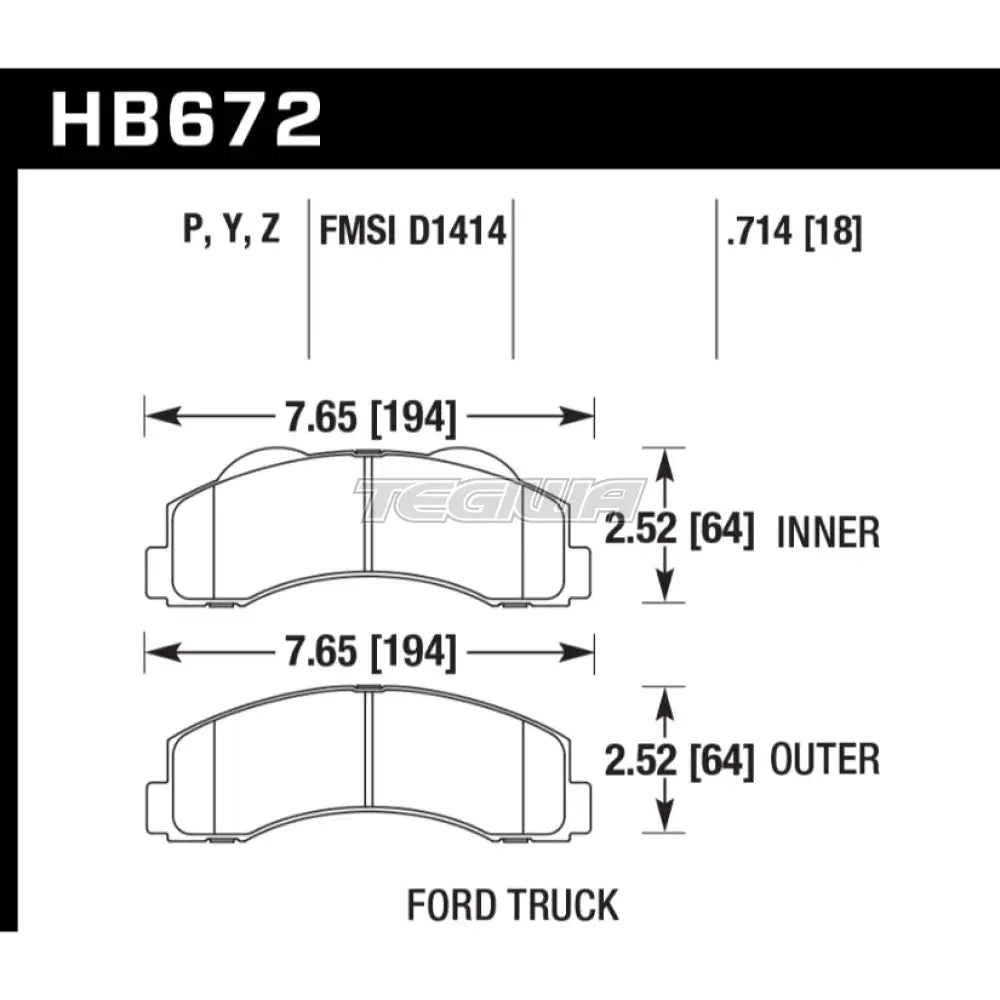 HAWK Performance PC Performance Ceramic Street Brake Pads Front - HB672Z.714