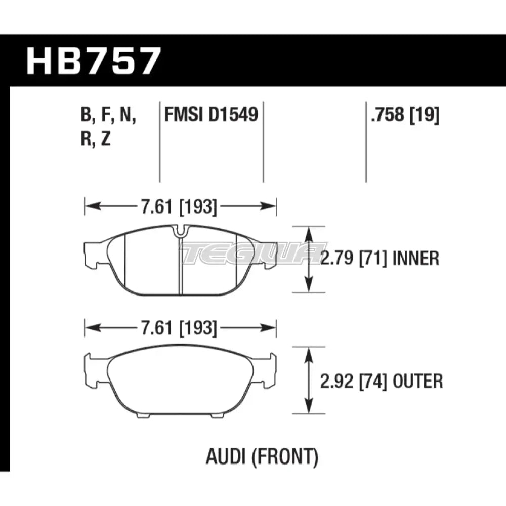 HAWK Performance PC Performance Ceramic Street Brake Pads Front - HB757Z.758