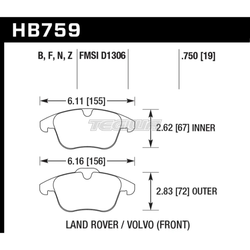 HAWK Performance PC Performance Ceramic Street Brake Pads Front - HB759Z.750