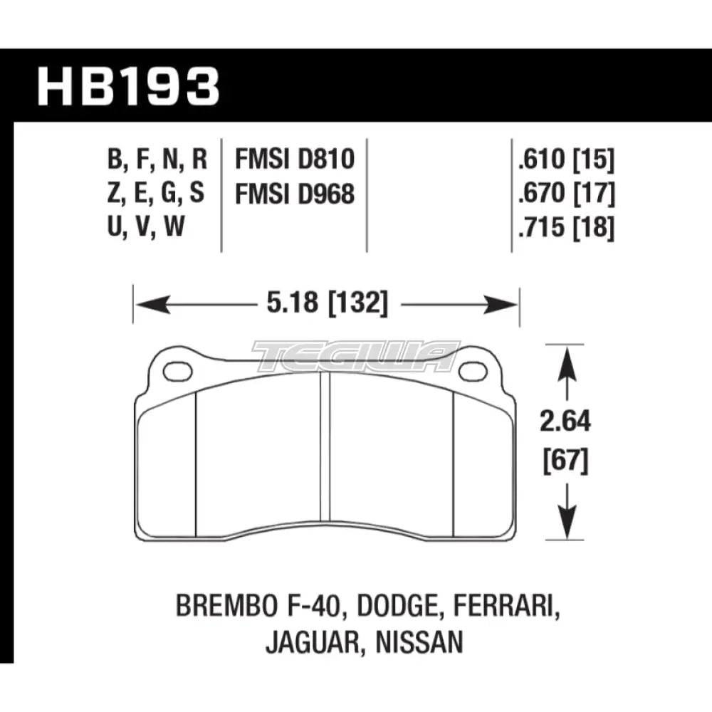 HAWK Performance PC Performance Ceramic Street Brake Pads - HB193Z.670