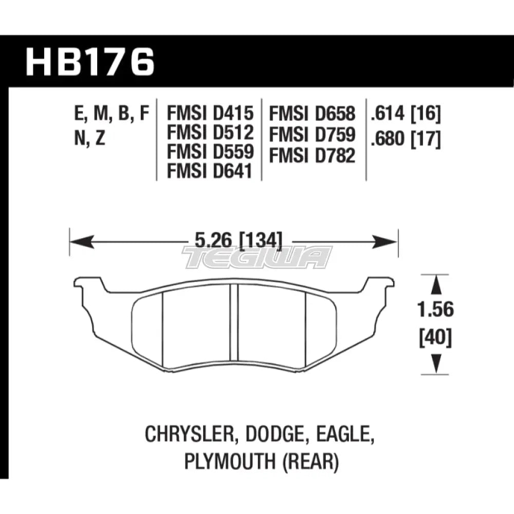 HAWK Performance PC Performance Ceramic Street Brake Pads Rear - HB176Z.614