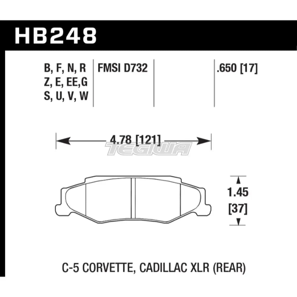 HAWK Performance PC Performance Ceramic Street Brake Pads Rear - HB248Z.650