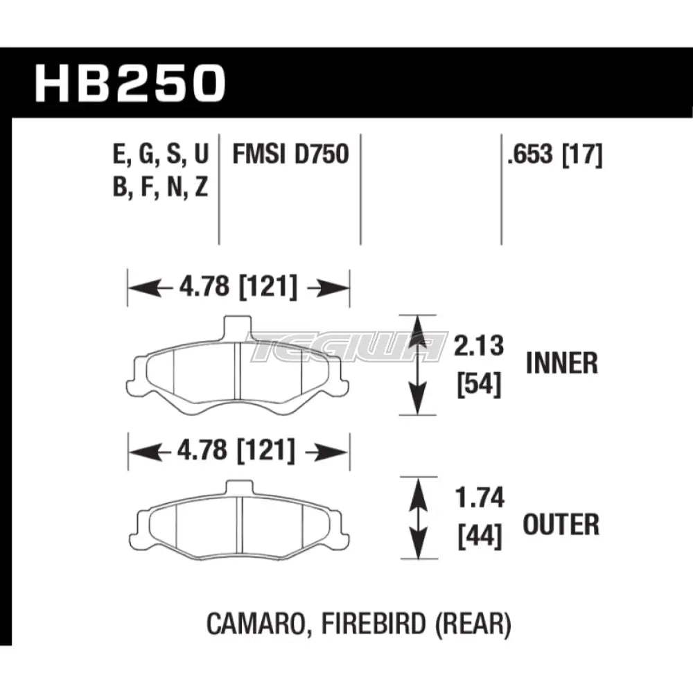 HAWK Performance PC Performance Ceramic Street Brake Pads Rear - HB250Z.653