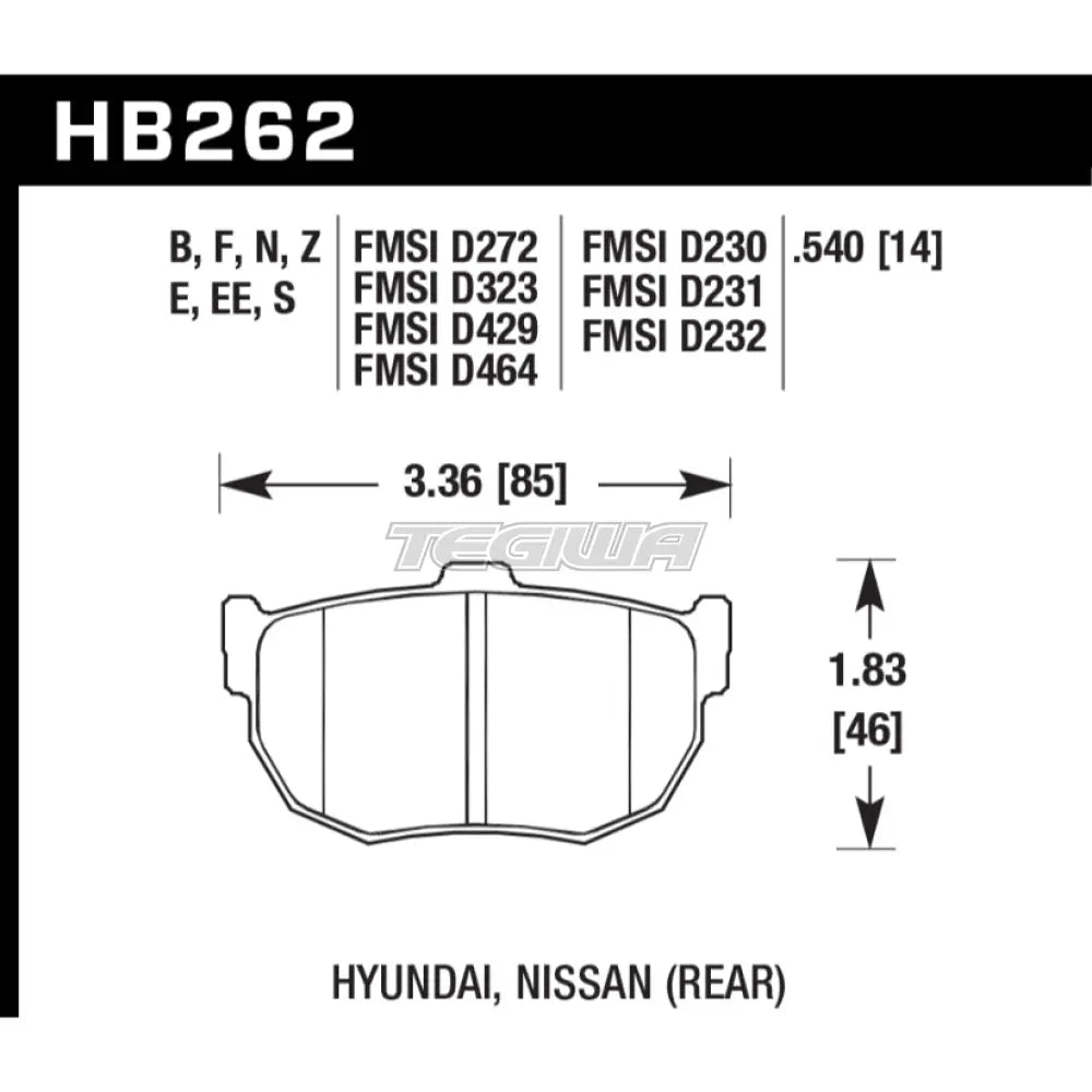 HAWK Performance PC Performance Ceramic Street Brake Pads Rear - HB262Z.540