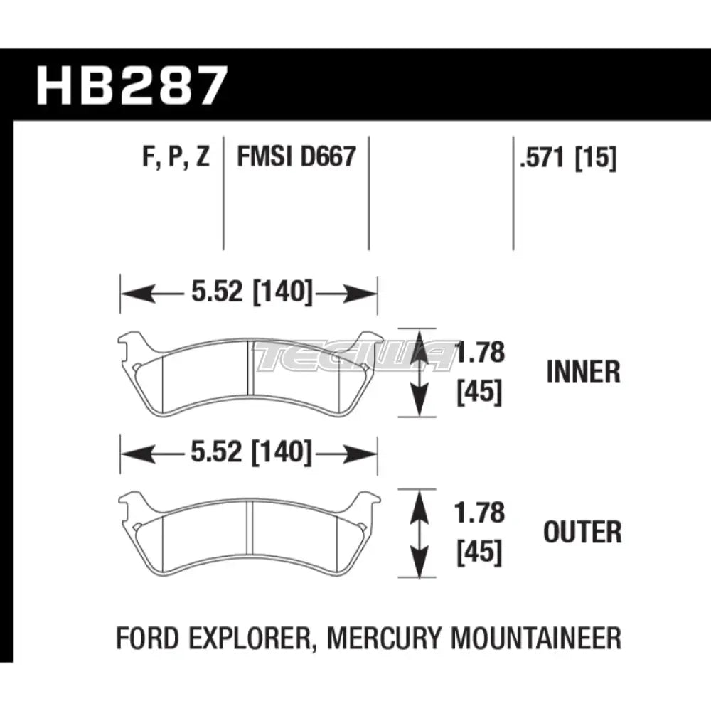 HAWK Performance PC Performance Ceramic Street Brake Pads Rear - HB287Z.571