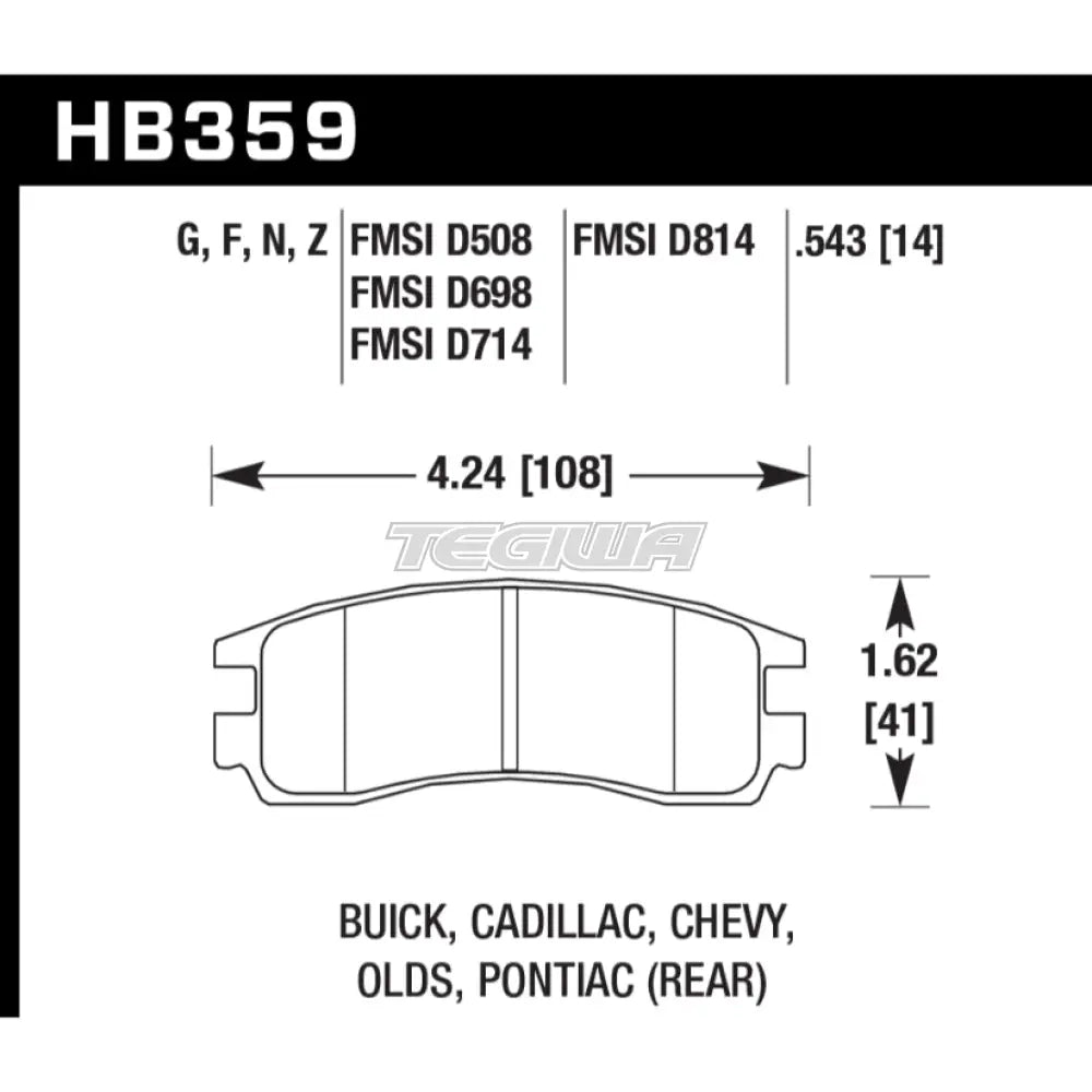 HAWK Performance PC Performance Ceramic Street Brake Pads Rear - HB359Z.543