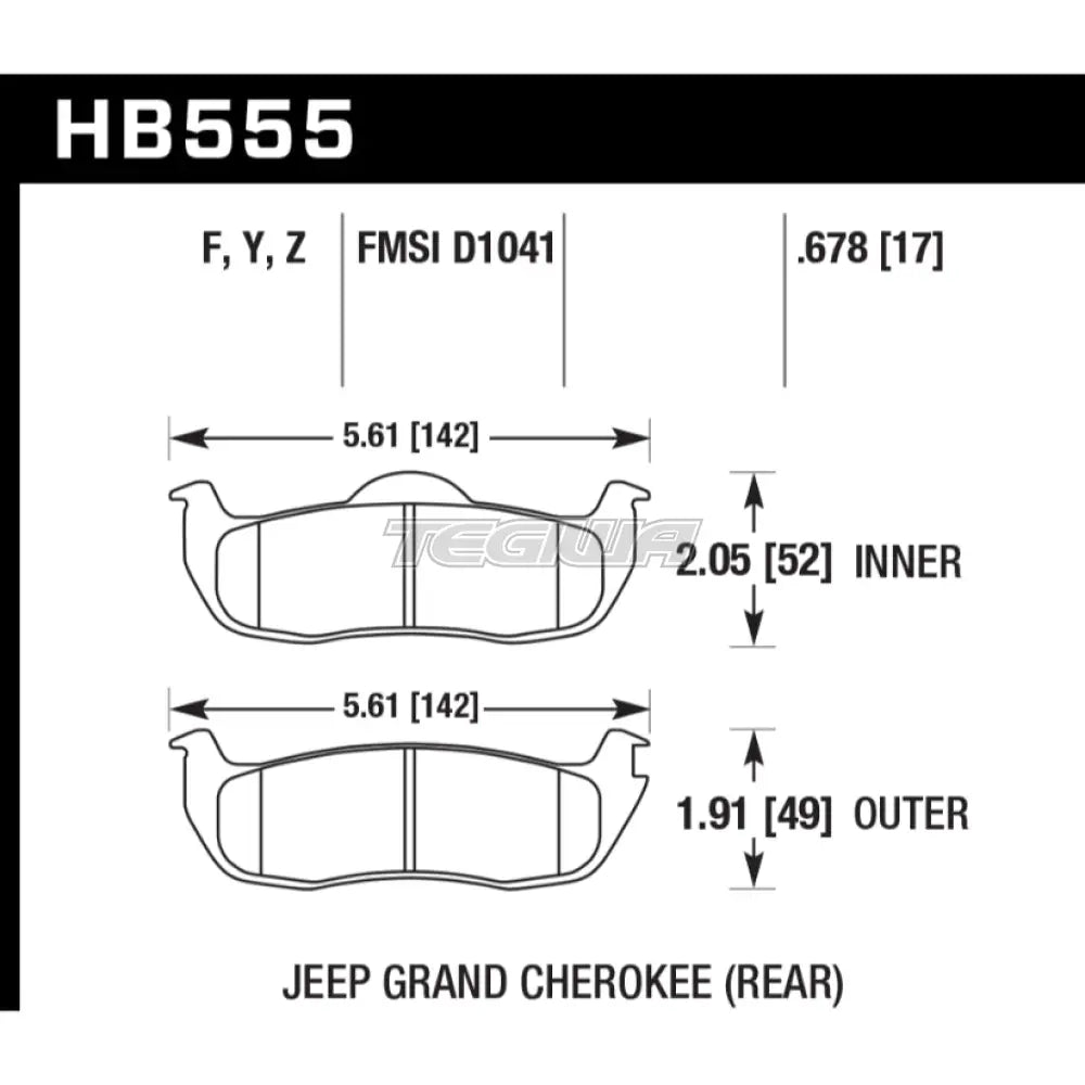 HAWK Performance PC Performance Ceramic Street Brake Pads Rear - HB555Z.678