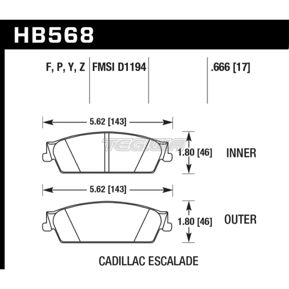 HAWK Performance PC Performance Ceramic Street Brake Pads Rear - HB568Z.666