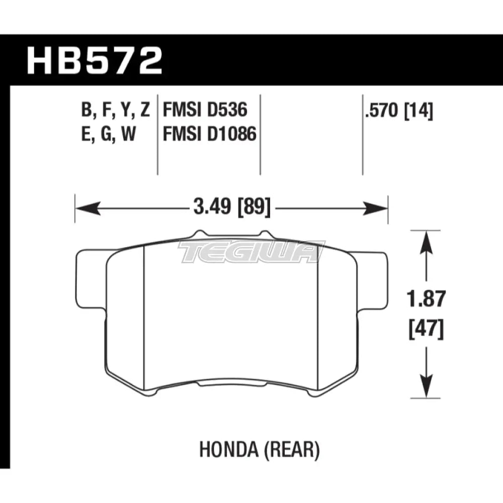 HAWK Performance PC Performance Ceramic Street Brake Pads Rear - HB572Z.570