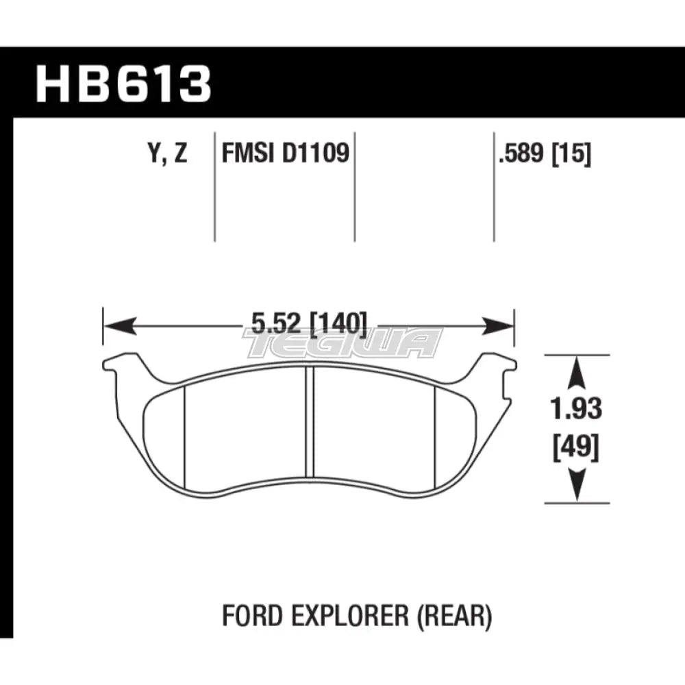 HAWK Performance PC Performance Ceramic Street Brake Pads Rear - HB613Z.589