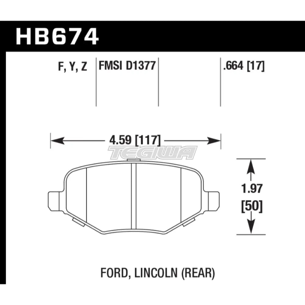 HAWK Performance PC Performance Ceramic Street Brake Pads Rear - HB674Z.664
