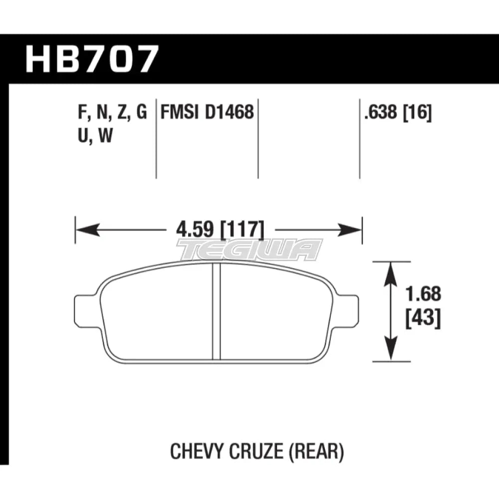 HAWK Performance PC Performance Ceramic Street Brake Pads Rear - HB707Z.638