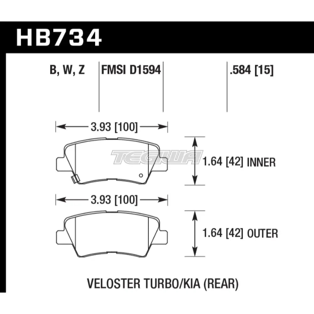 HAWK Performance PC Performance Ceramic Street Brake Pads Rear - HB734Z.584
