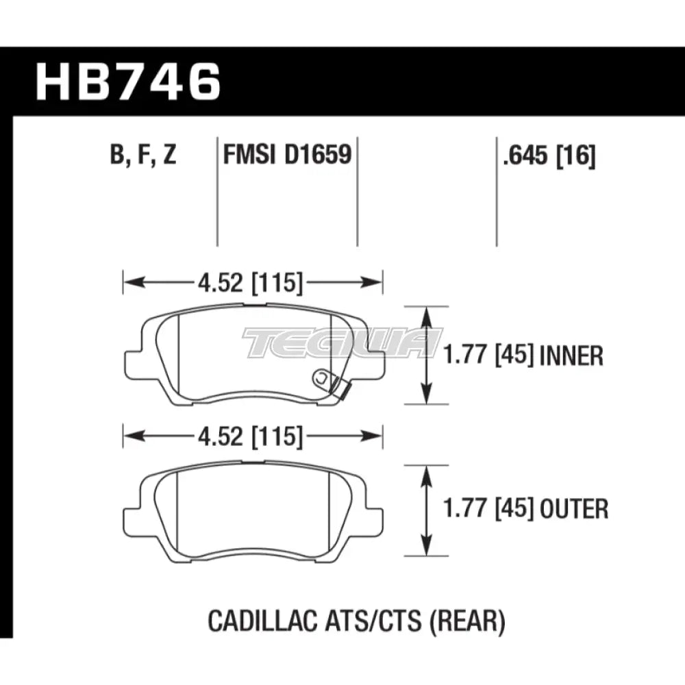 HAWK Performance PC Performance Ceramic Street Brake Pads Rear - HB746Z.645