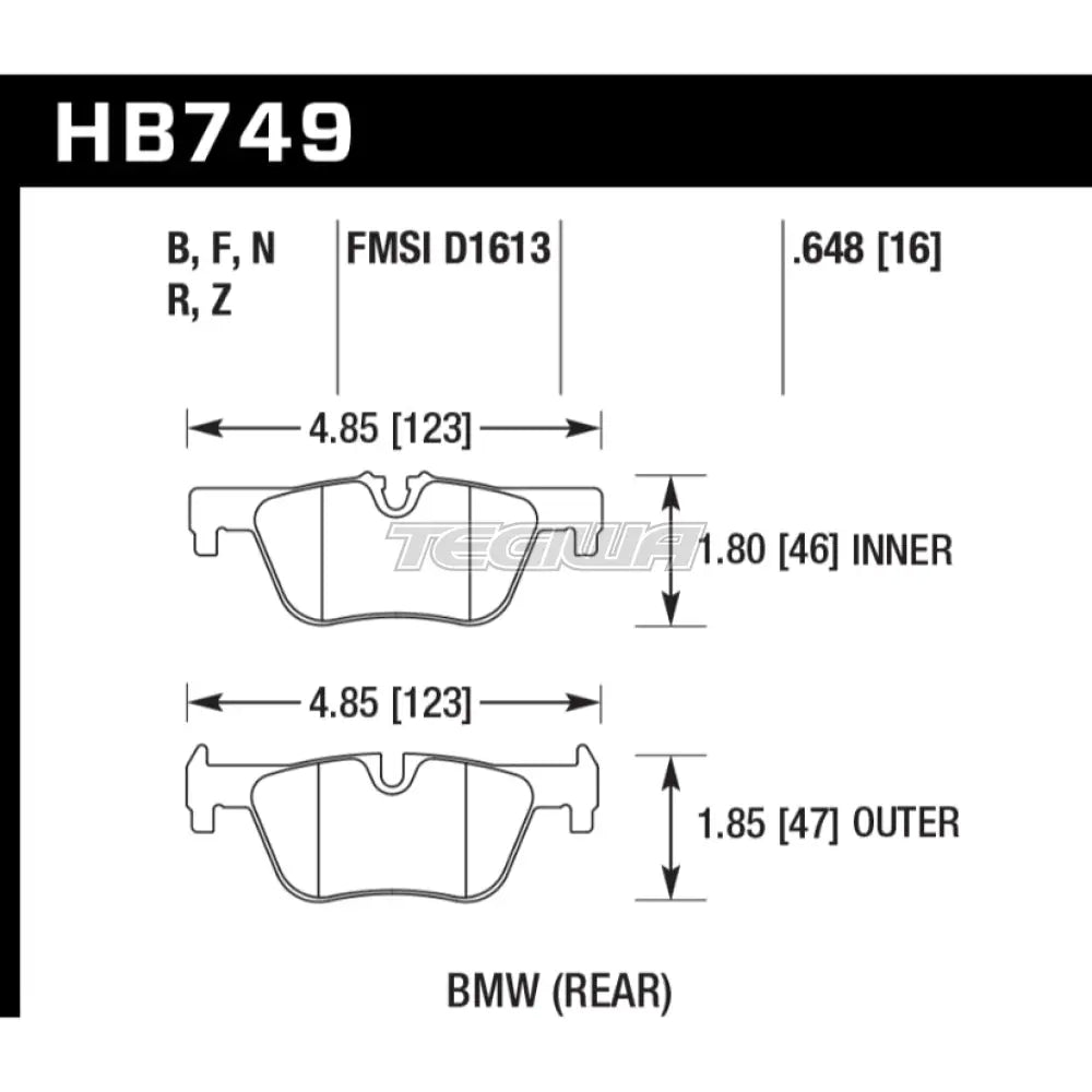 HAWK Performance PC Performance Ceramic Street Brake Pads Rear - HB749Z.648