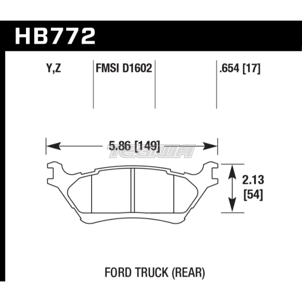 HAWK Performance PC Performance Ceramic Street Brake Pads Rear - HB772Z.654