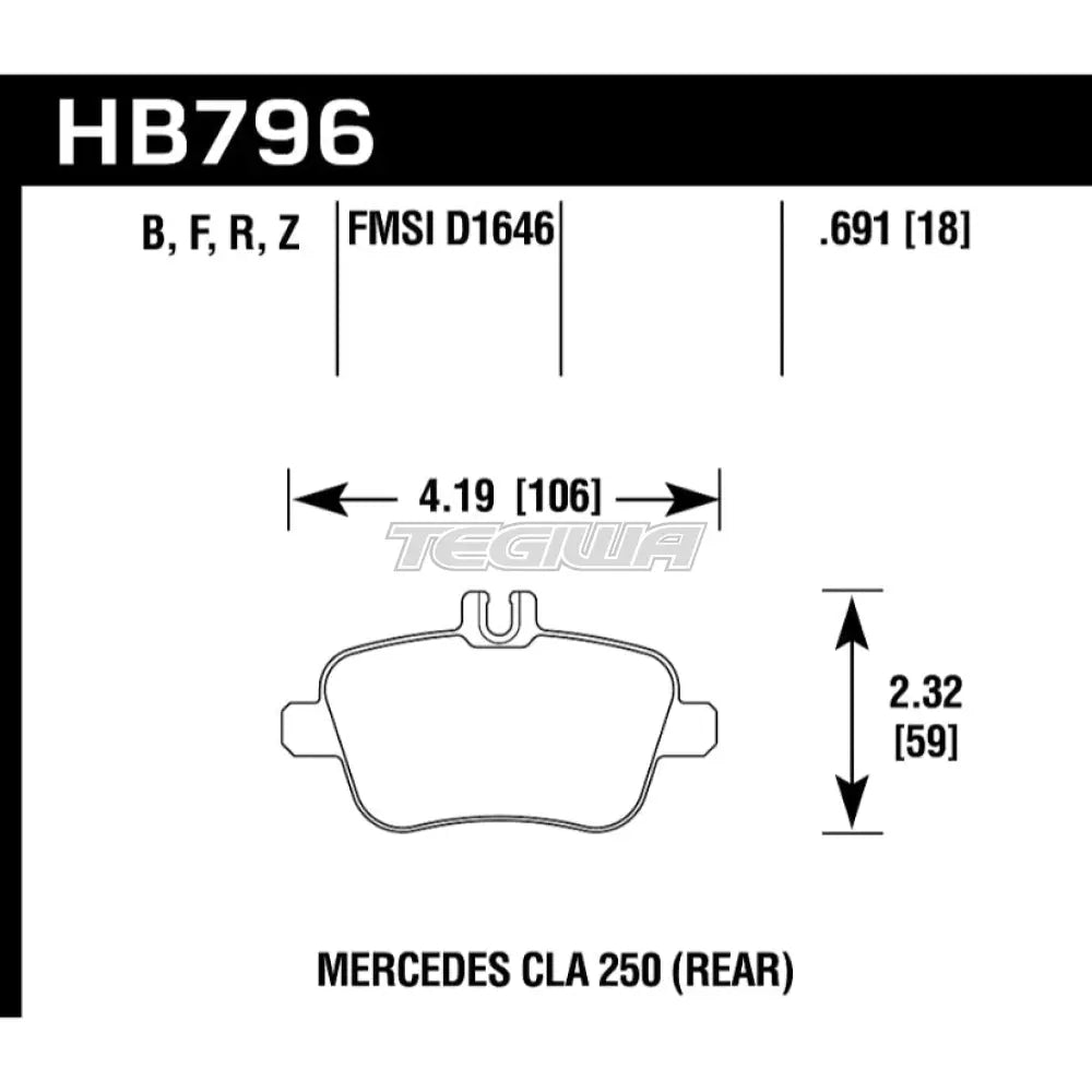 HAWK Performance PC Performance Ceramic Street Brake Pads Rear - HB796Z.691