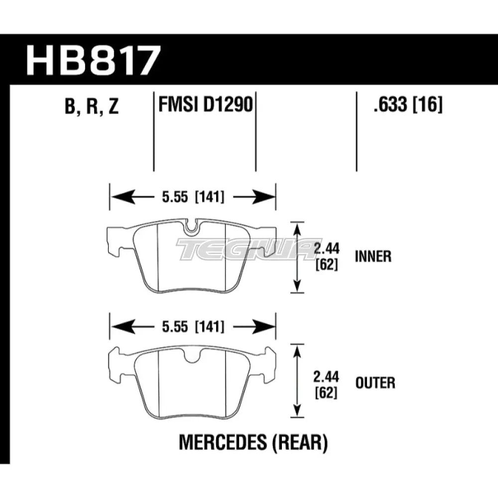 HAWK Performance PC Performance Ceramic Street Brake Pads Rear - HB817Z.633