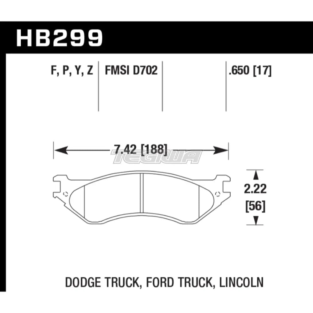 HAWK Performance SuperDuty Truck Brake Pads Rear - HB299P.650