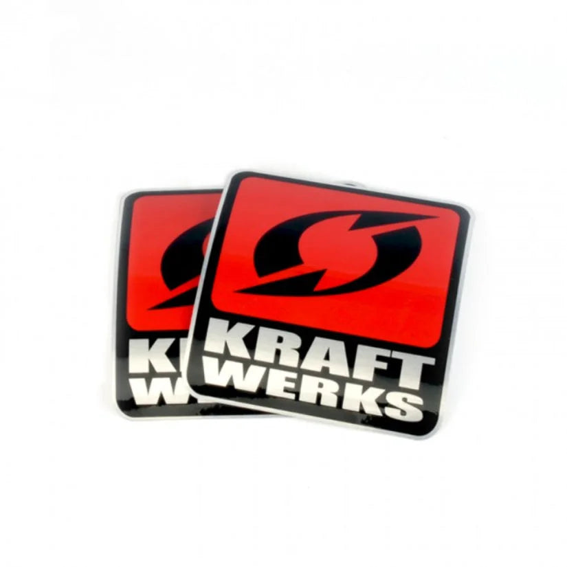 Kraftwerks Rectangle Logo Decal Silver Lettering 2" 2 Pack
