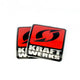 Kraftwerks Rectangle Logo Decal Silver Lettering 2" 2 Pack